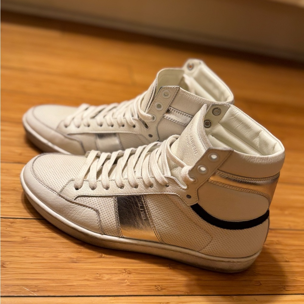 Saint Laurent White High-Top Sneakers